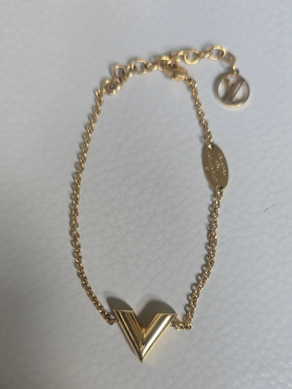 Louis Vuitton Gold V Charm Chain Bracelet
